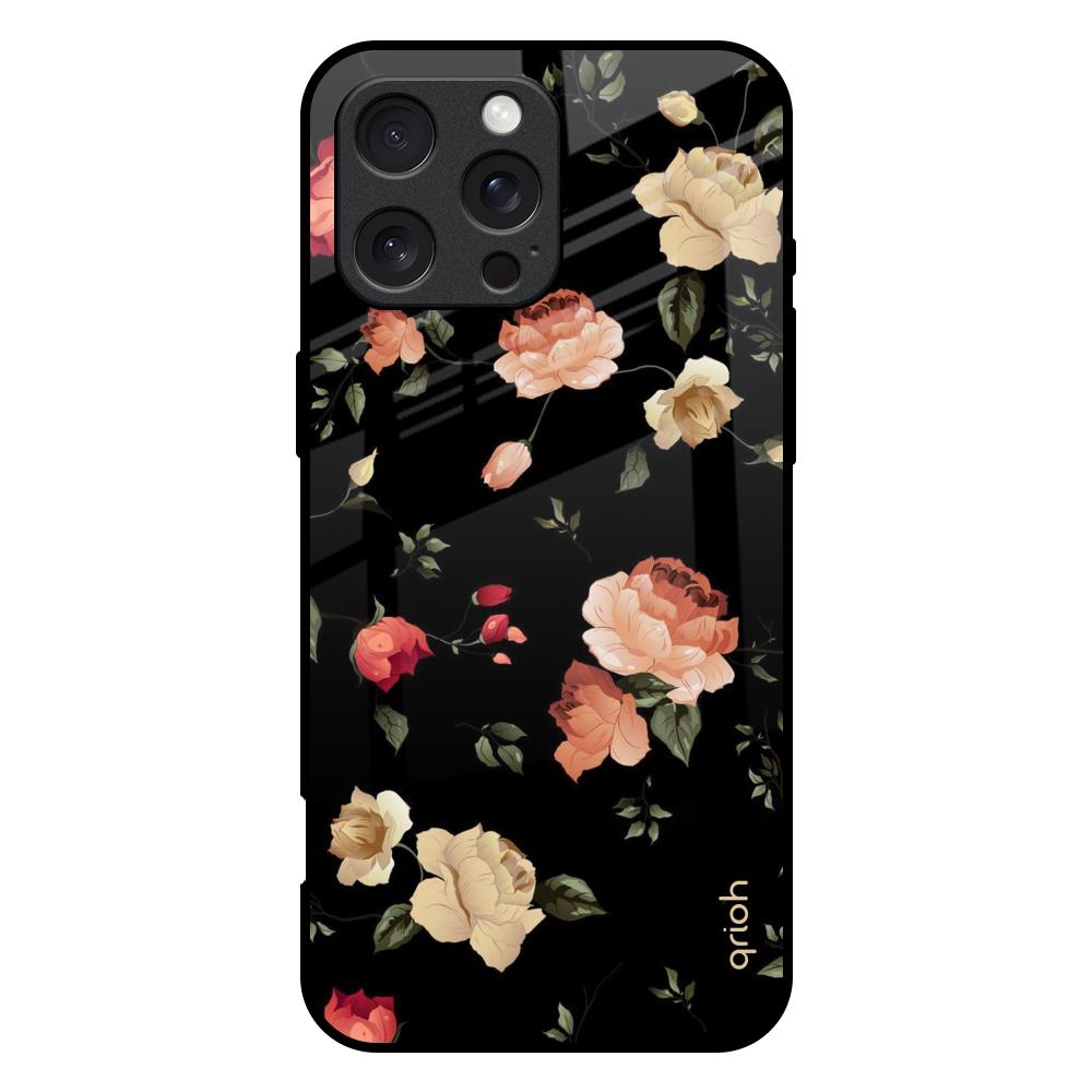 Black Spring Floral iPhone 16 Pro Max Glass Back Cover Online