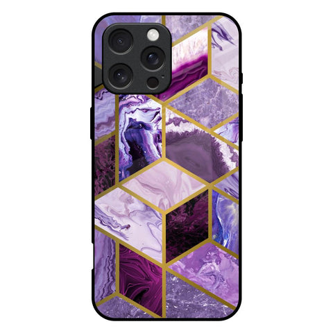 Purple Rhombus Marble iPhone 16 Pro Max Glass Back Cover Online