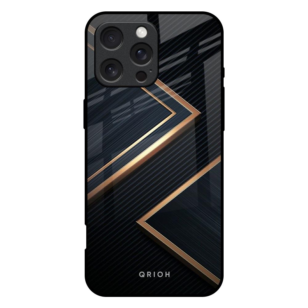 Sleek Golden & Navy iPhone 16 Pro Max Glass Back Cover Online