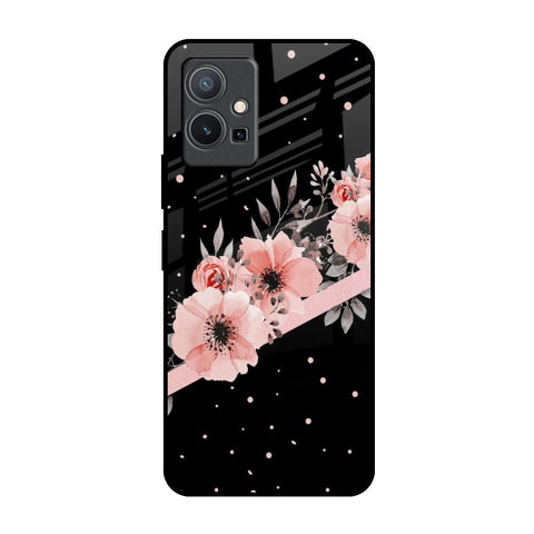 Floral Black Band IQOO Z6 5G Glass Back Cover Online