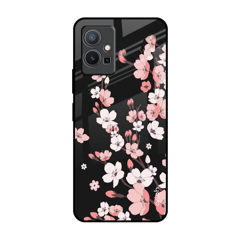Black Cherry Blossom IQOO Z6 5G Glass Back Cover Online