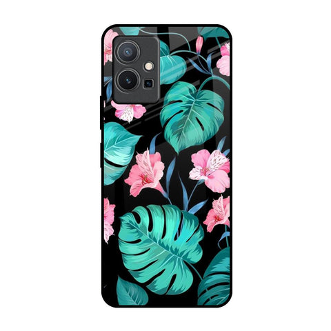 Tropical Leaves & Pink Flowers IQOO Z6 5G Glass Back Cover Online
