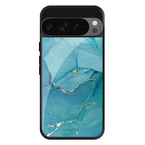 Blue Golden Glitter Google Pixel 9 Pro XL Glass Cases & Covers Online