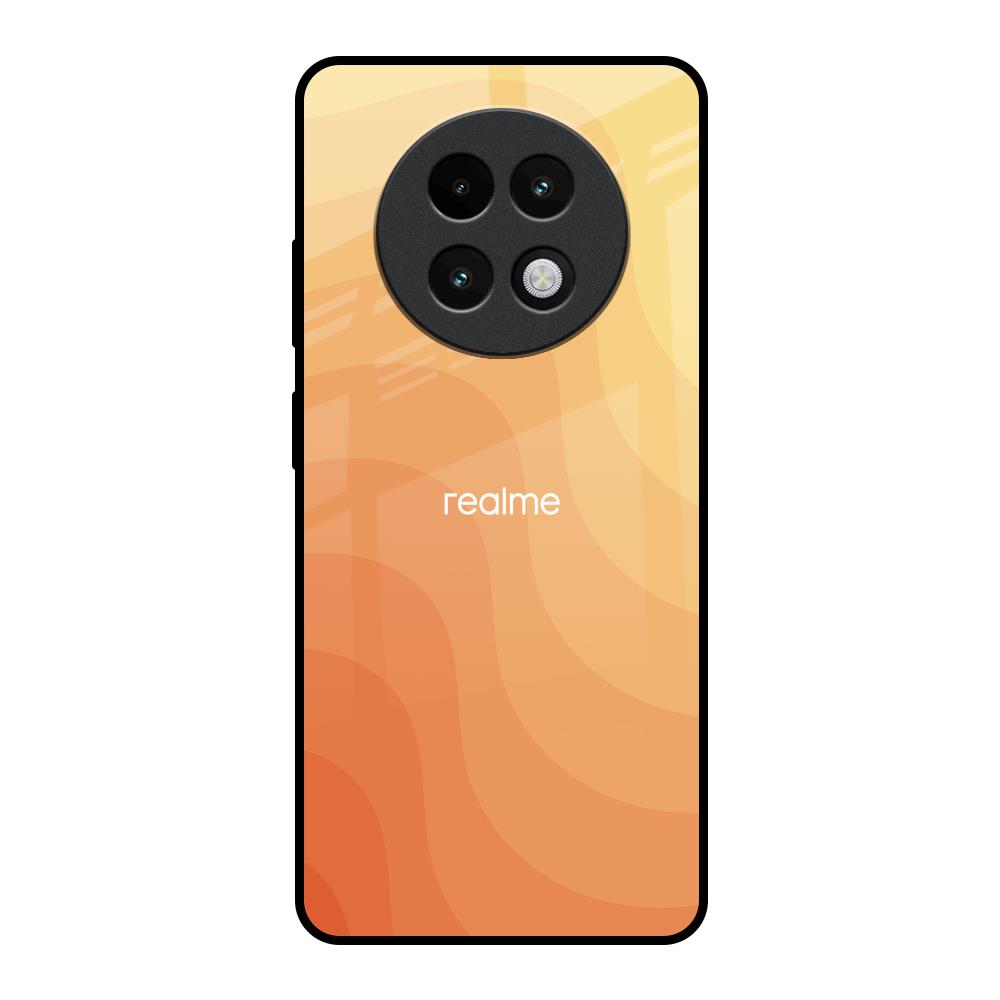 Orange Curve Pattern Realme 13 Plus 5G Glass Back Cover Online
