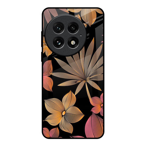 Lines Pattern Flowers OnePlus 13 Glass Back Cover Online
