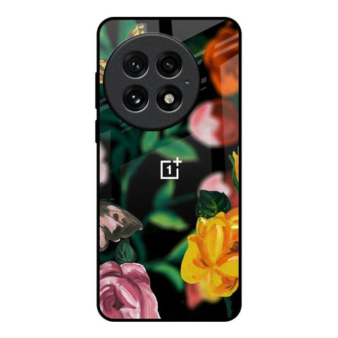 Flowers & Butterfly OnePlus 13 Glass Back Cover Online