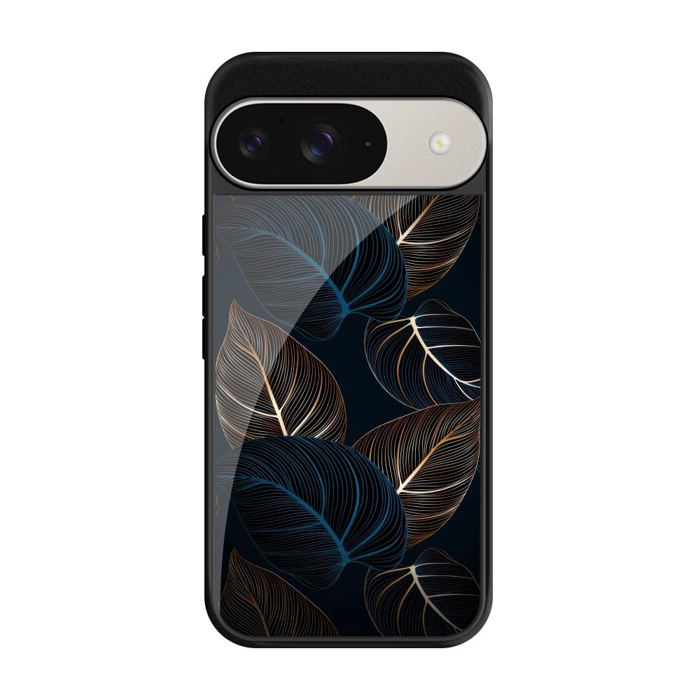 Blue Golden Leaves Google Pixel 9 Pro Glass Cases & Covers Online