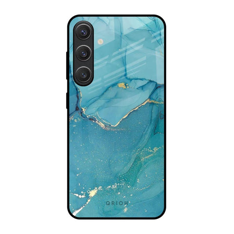 Blue Golden Glitter Samsung Galaxy S25 5G Glass Back Cover Online
