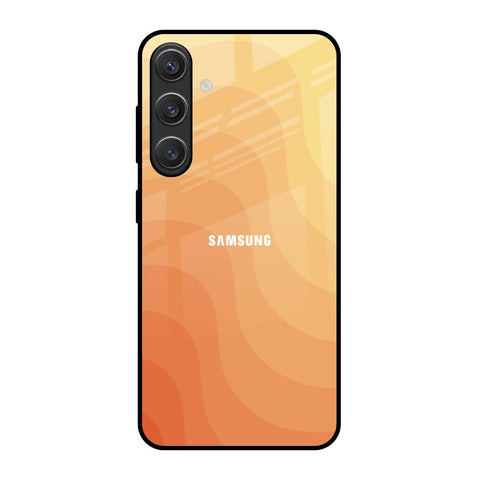 Orange Curve Pattern Samsung Galaxy S25 5G Glass Back Cover Online