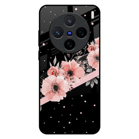 Floral Black Band Vivo X200 5G Glass Back Cover Online
