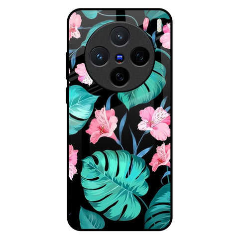 Tropical Leaves & Pink Flowers Vivo X200 5G Glass Back Cover Online