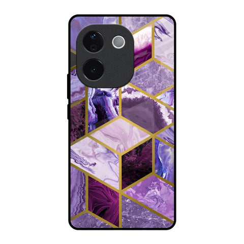 Purple Rhombus Marble Vivo T3 Pro 5G Glass Back Cover Online