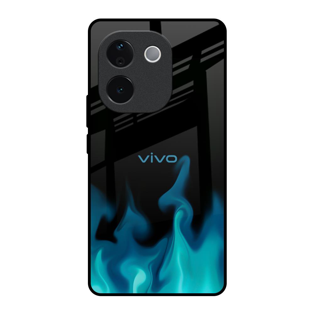 Teal Flames Vivo T3 Pro 5G Glass Back Cover Online