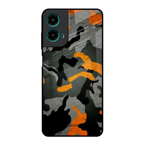 Camouflage Orange Motorola G35 5G Glass Back Cover Online