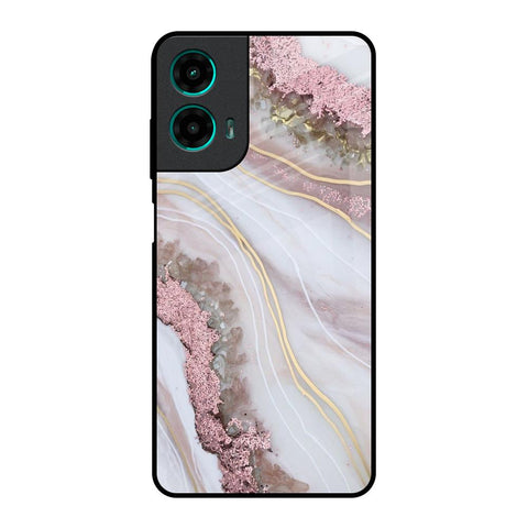 Pink & Gold Gllitter Marble Motorola G35 5G Glass Back Cover Online