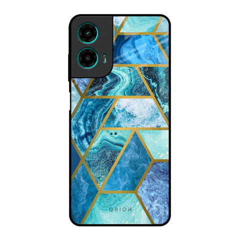 Turquoise Geometrical Marble Motorola G35 5G Glass Back Cover Online