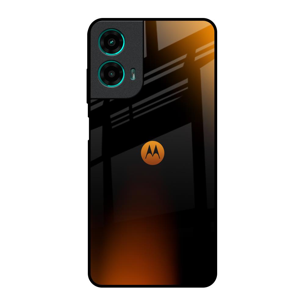 Orange Black Fusion Motorola G35 5G Glass Back Cover Online