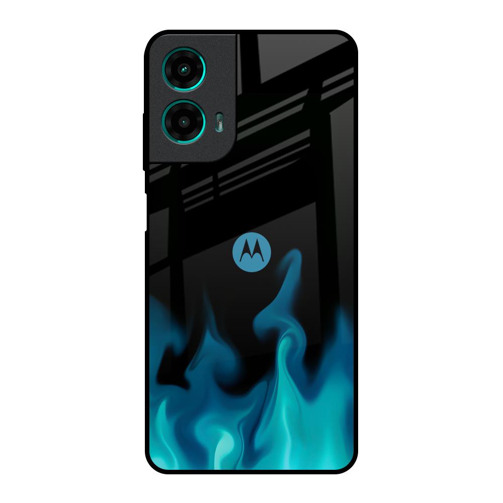Teal Flames Motorola G35 5G Glass Back Cover Online