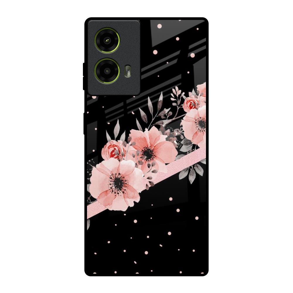 Floral Black Band Motorola G85 5G Glass Back Cover Online