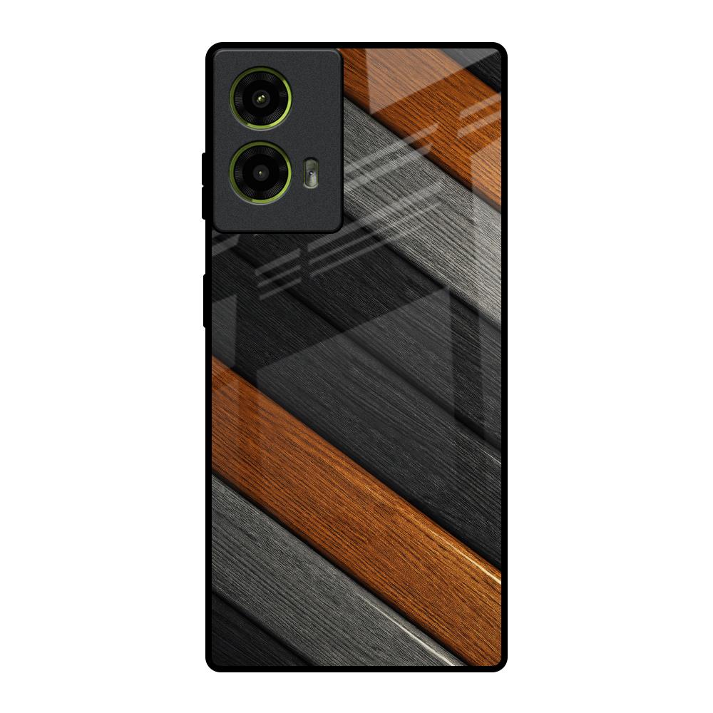 Tri Color Wood Motorola G85 5G Glass Back Cover Online