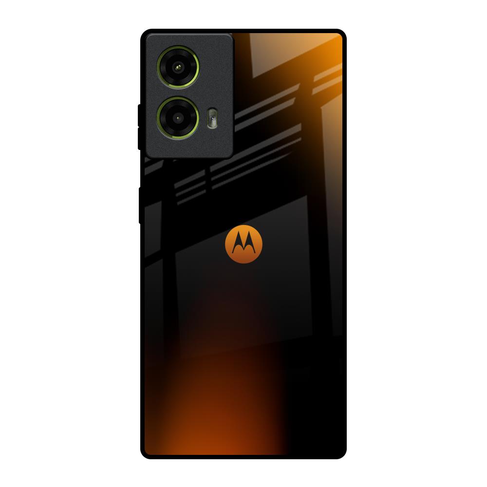Orange Black Fusion Motorola G85 5G Glass Back Cover Online