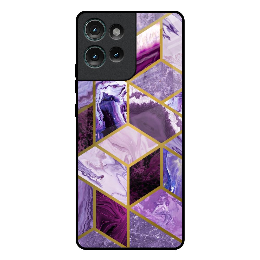 Purple Rhombus Marble Motorola Edge 50 5G Glass Back Cover Online