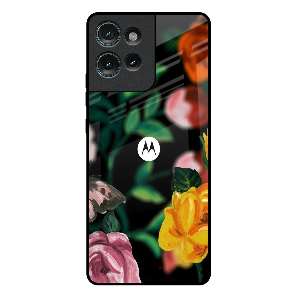Flowers & Butterfly Motorola Edge 50 5G Glass Back Cover Online