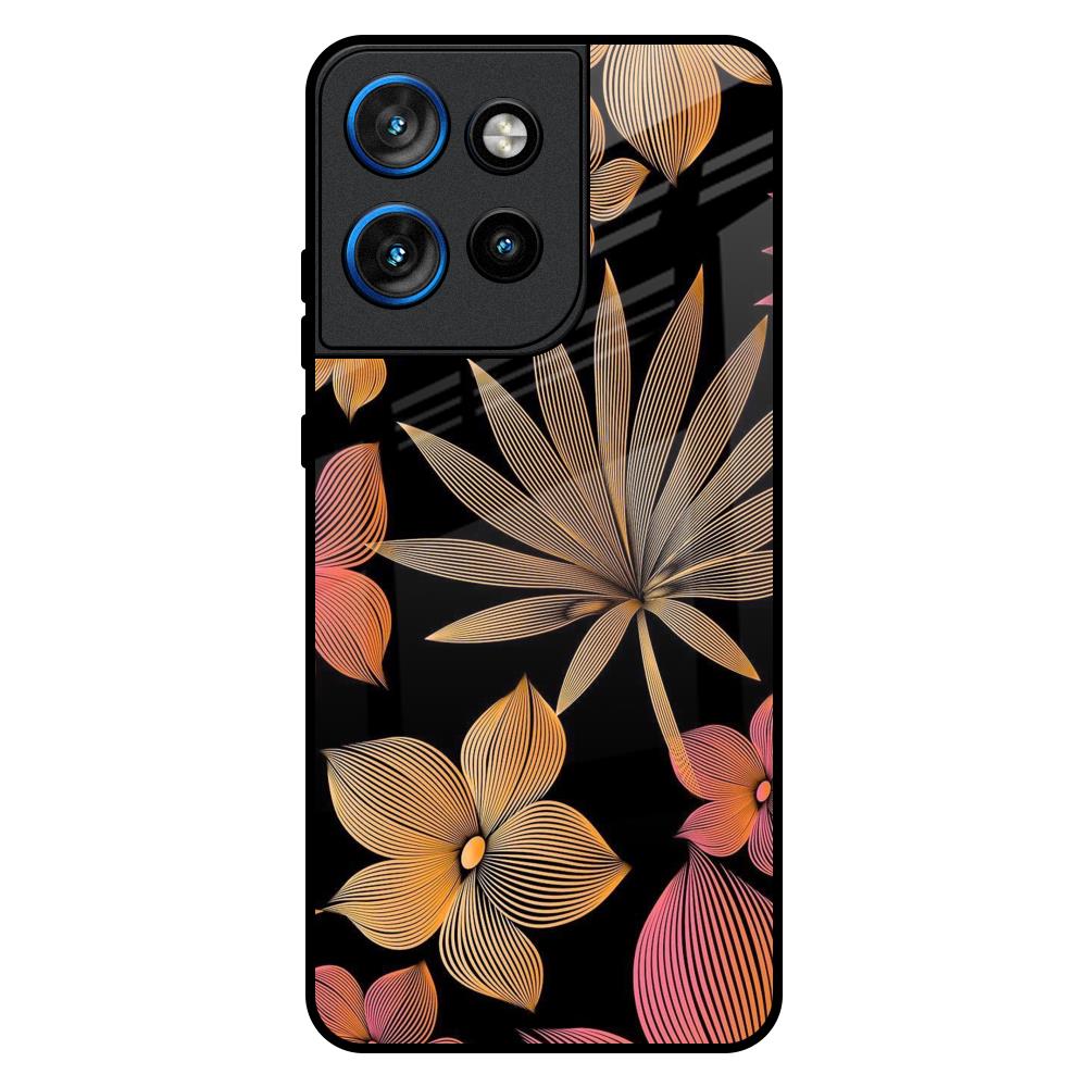 Lines Pattern Flowers Motorola Edge 50 Neo 5G Glass Back Cover Online