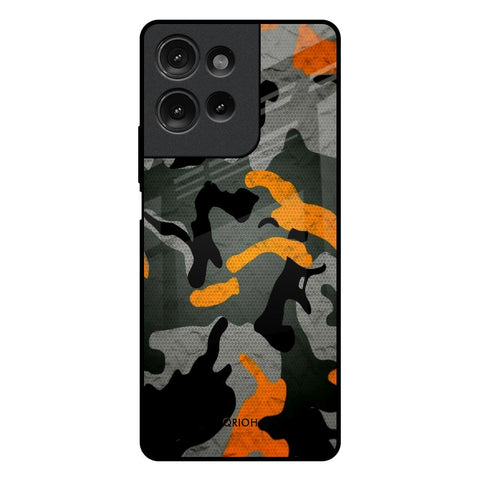 Camouflage Orange Motorola G75 5G Glass Back Cover Online