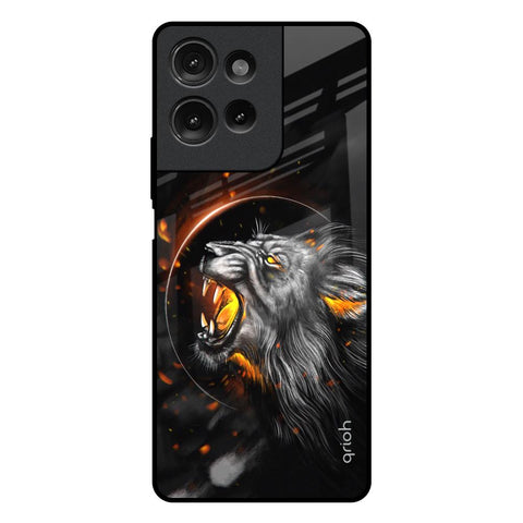 Aggressive Lion Motorola G75 5G Glass Back Cover Online