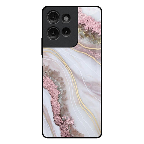 Pink & Gold Gllitter Marble Motorola G75 5G Glass Back Cover Online