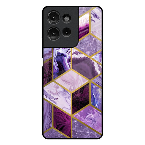 Purple Rhombus Marble Motorola G75 5G Glass Back Cover Online