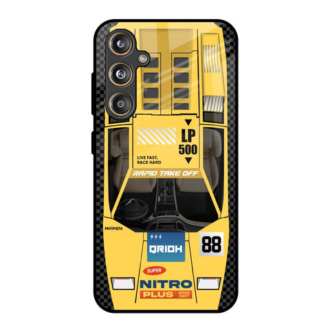 Yellow Racing Car Samsung Galaxy M55s Glass Back Cover Online