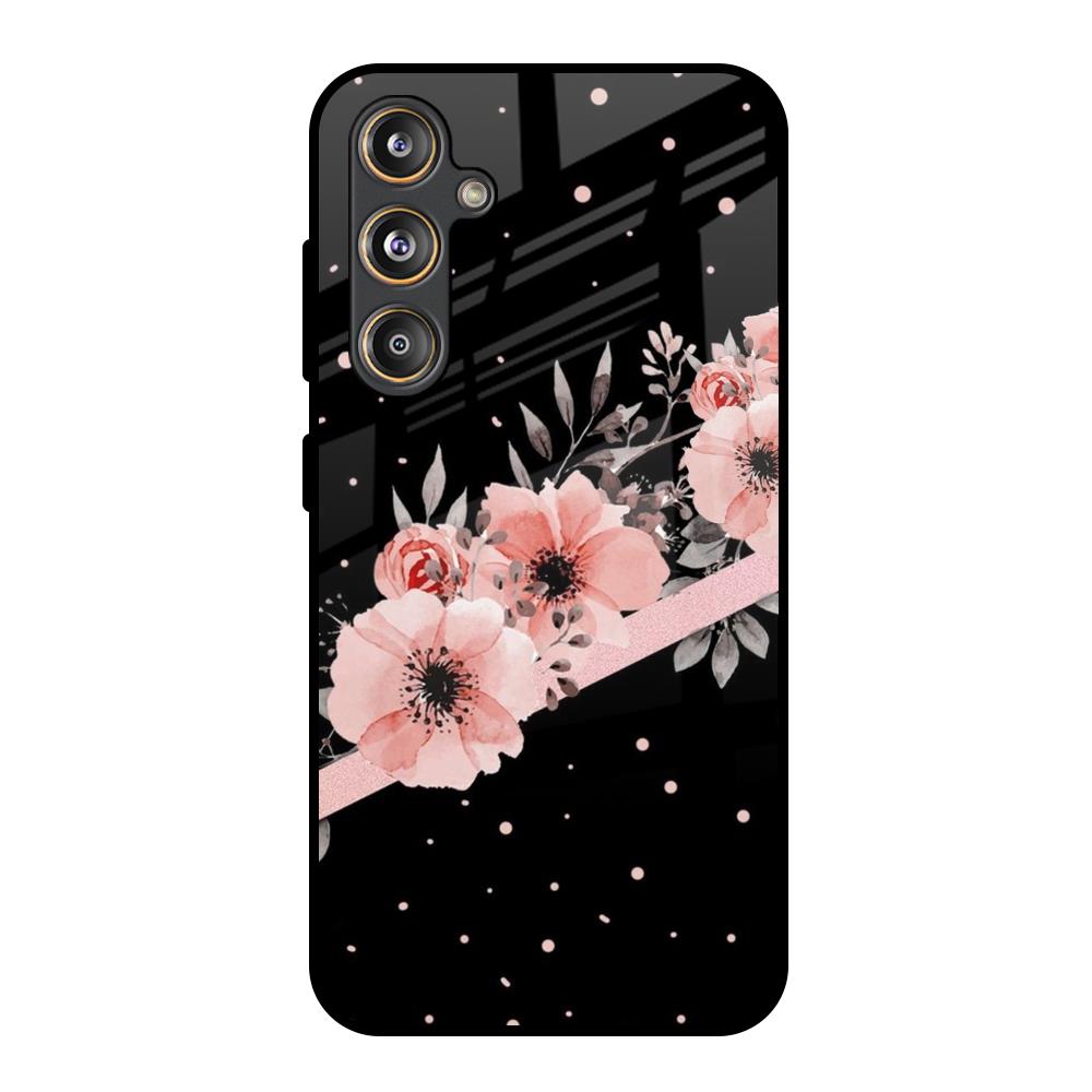 Floral Black Band Samsung Galaxy M55s Glass Back Cover Online