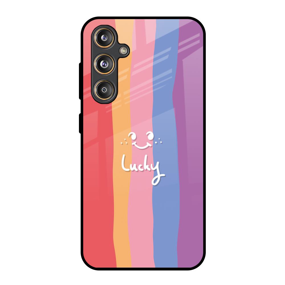 Lucky Abstract Samsung Galaxy M55s Glass Back Cover Online
