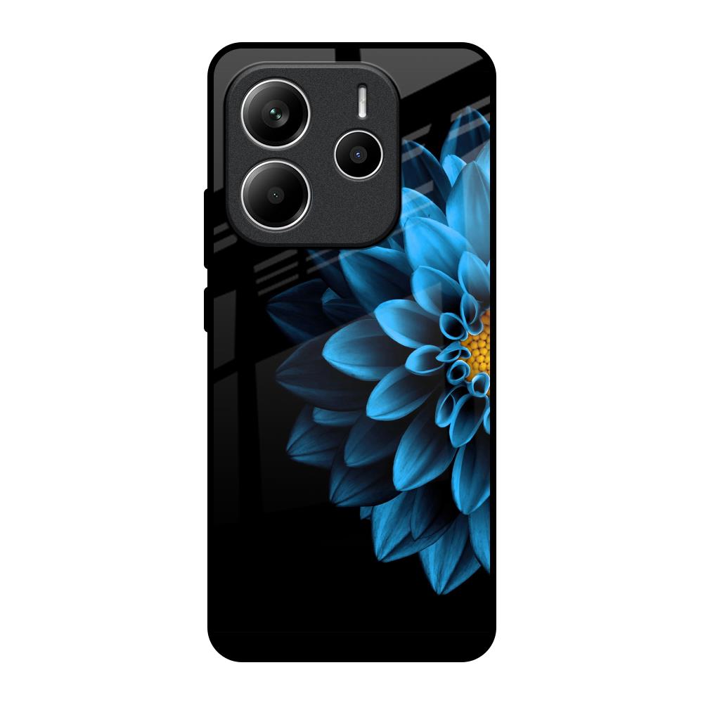 Half Blue Flower Redmi Note 14 5G Glass Back Cover Online