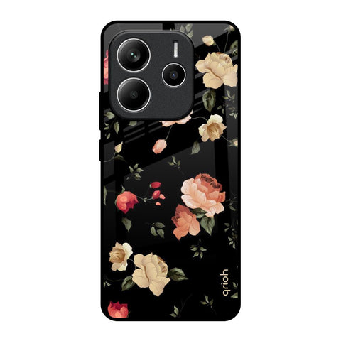 Black Spring Floral Redmi Note 14 5G Glass Back Cover Online