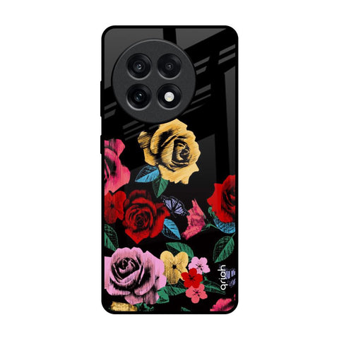 Floral Decorative OnePlus 13R 5G Glass Back Cover Online