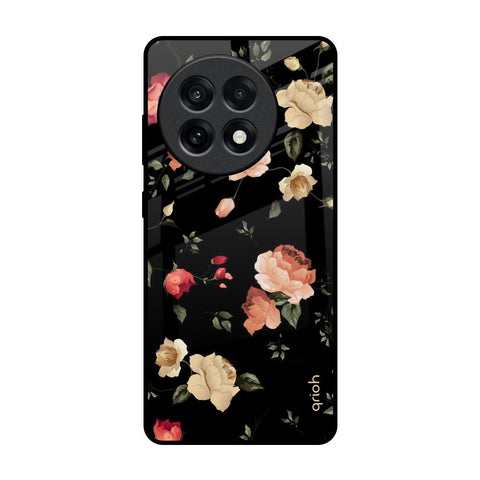 Black Spring Floral OnePlus 13R 5G Glass Back Cover Online