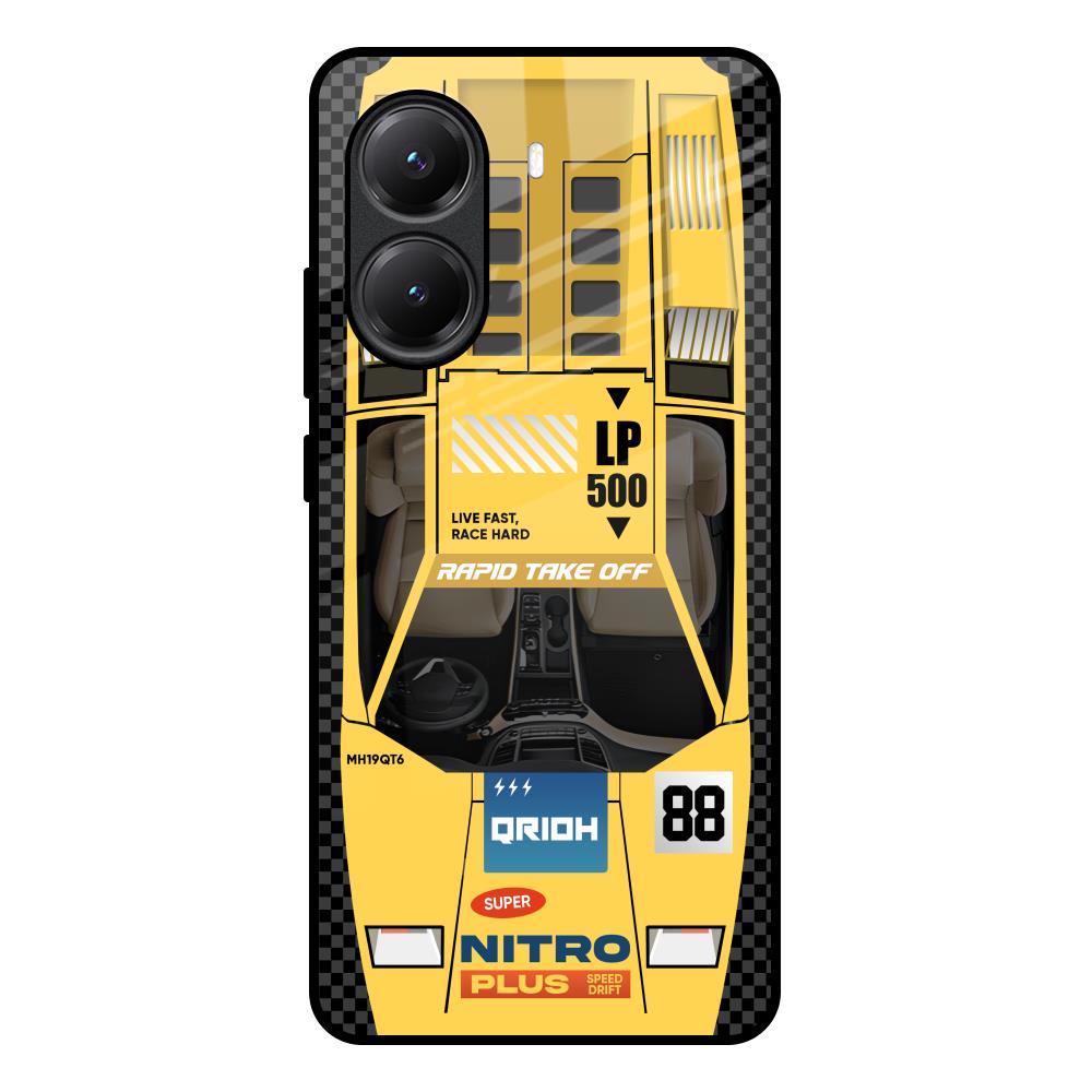 Yellow Racing Car Poco X7 Pro 5G Glass Back Cover Online