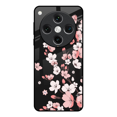 Black Cherry Blossom Oppo Find x8 Pro Glass Back Cover Online