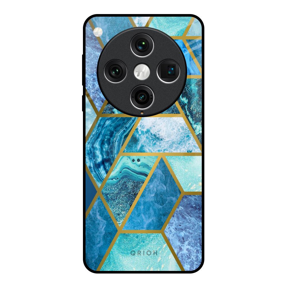 Turquoise Geometrical Marble Oppo Find x8 Pro Glass Back Cover Online