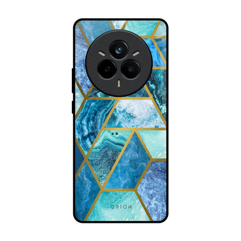 Turquoise Geometrical Marble Realme 14 Pro 5G Glass Back Cover Online