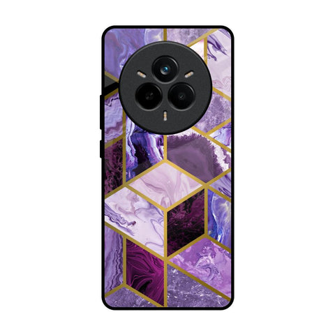 Purple Rhombus Marble Realme 14 Pro 5G Glass Back Cover Online