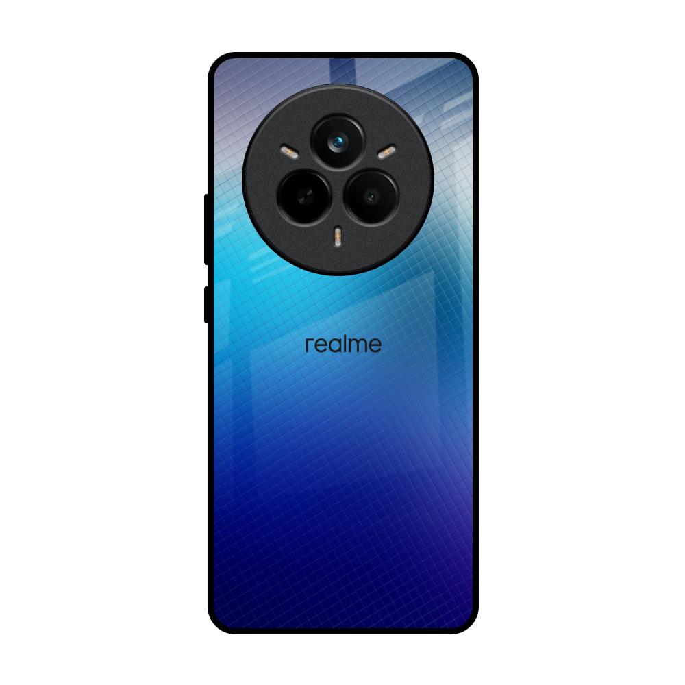 Blue Rhombus Pattern Realme 14 Pro 5G Glass Back Cover Online