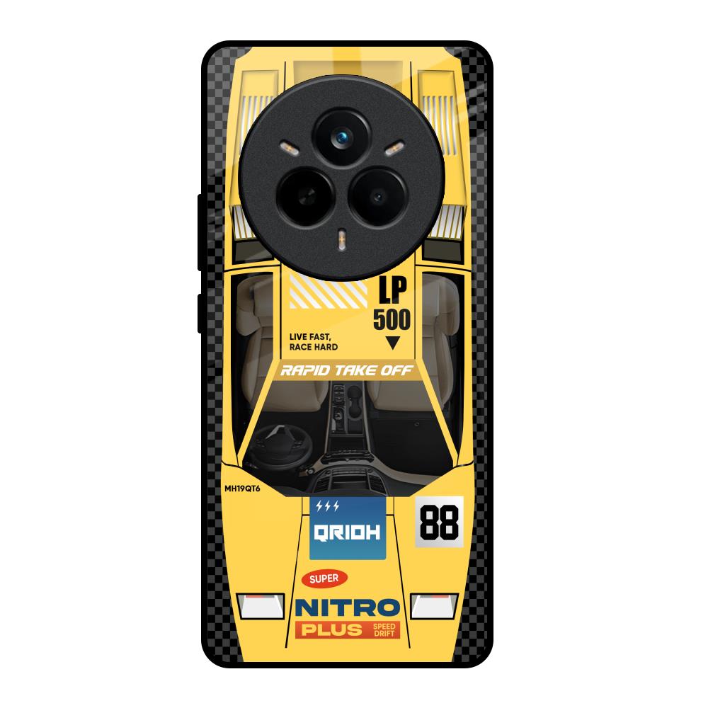 Yellow Racing Car Realme 14 Pro Plus 5G Glass Back Cover Online