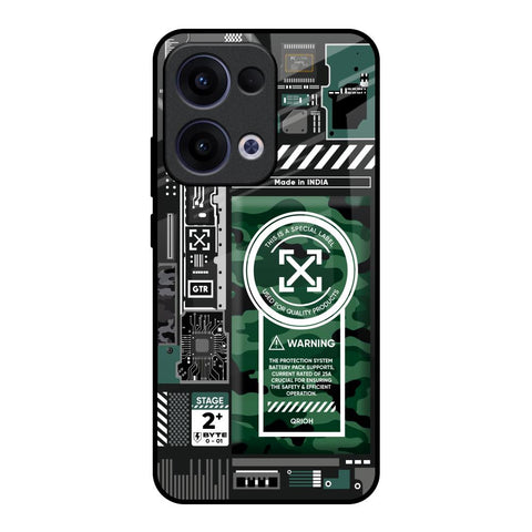 Green Camo Circuit Oppo Reno13 5G Glass Back Cover Online