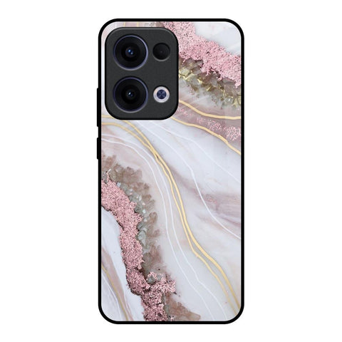 Pink & Gold Gllitter Marble Oppo Reno13 5G Glass Back Cover Online