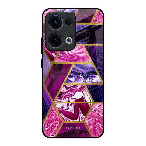 Electroplated Geometric Marble Oppo Reno13 5G Glass Back Cover Online