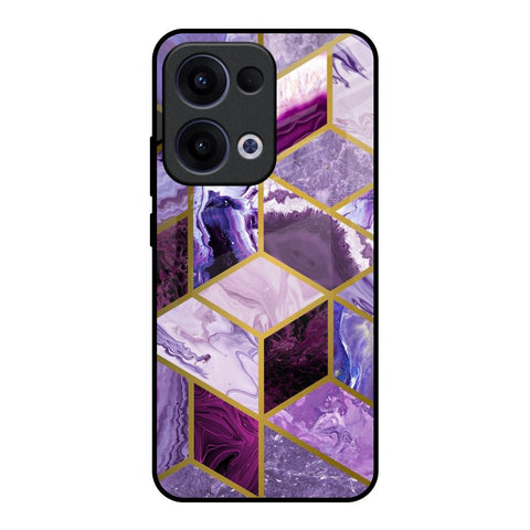 Purple Rhombus Marble Oppo Reno13 5G Glass Back Cover Online